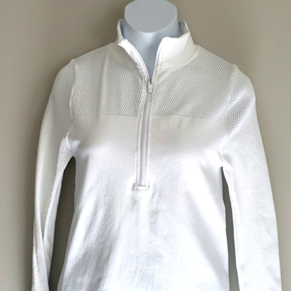 Arleta SculptKnit Long Sleeve 3/4 Zip Top White Small Spring Summer Compression